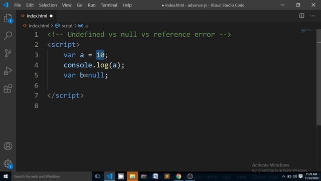 Undefined, null & reference error with live example - Advance/Modern javaScript part 5 смотреть онлайн