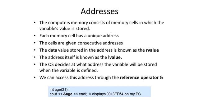 C++ Basics, Variables, Input, Output, Pointers & Time