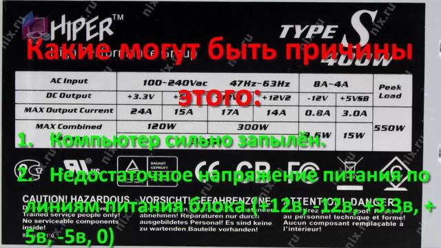 Какие последствия выхода из строя блока питания компьютера и как их устранить смотреть онлайн