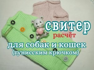 Как свзать Свитер для собаки и кошки тунисским крючком, Расчет