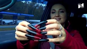 LONG NAILS ? Black-Red nail design ? Car tapping