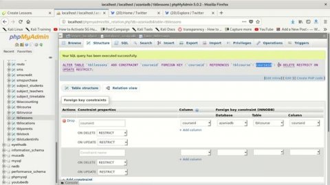 How to add a foreign key in mysql using phpmyadmin