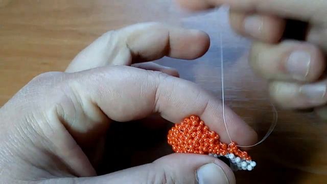 Лисичка из бисера. Часть 3. Голова. Амигуруми из бисера.