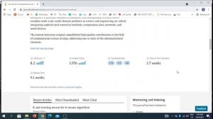 Fast, Free, Scopus and Science Citation Index Expended journal for computational science