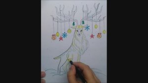 Как нарисовать оленя \\ Новогодняя открытка // Что нарисовать на новый год \\ нарисовать рога