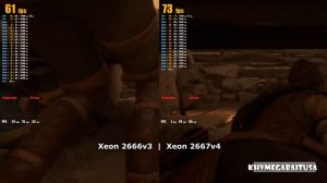 E5 2666V3 VS E5 2667V4 сomparison of indicators and fps