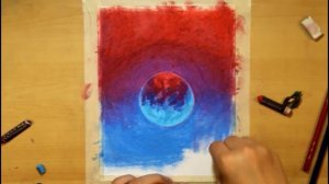 How to Draw a Wolf Howling at the Moon eith Oil Pastels (Easy)