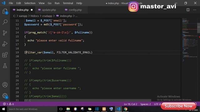 lecture 15 validate Email | PHP CRUD Operation tutorial in hindi | #LearnPHP #phpcrudoperation