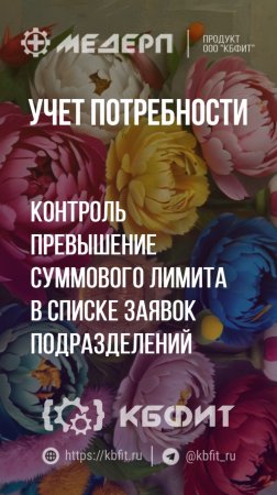 КБФИТ: МЕДЕРП. Учет потребности: Контроль превышение суммового лимита в списке заявок подразделений