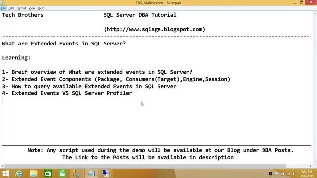 SQL Server DBA Tutorial 96 Intro-What are Extended Events in SQL Server