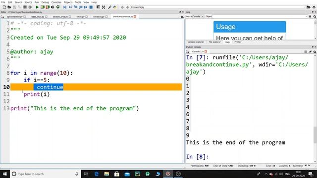understanding break and continue keywords in Python