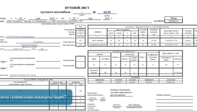 Нулевой пробег в путевом листе