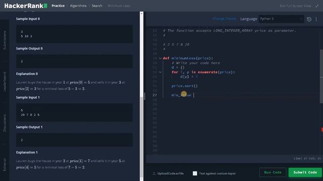 168 - Minimum Loss | Search | Hackerrank Solution | Python