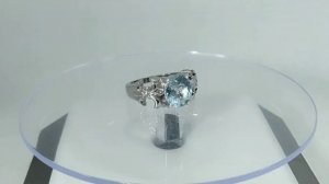 Кольцо с натуральным бразильским аквамарином (берилл) 3.16 ct Флер-де-лис Размер 18 Серебро 925