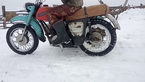 ИЖ - ПЛАНЕТА МОТОБЛОК запуск в мороз, и покатушки по снегу