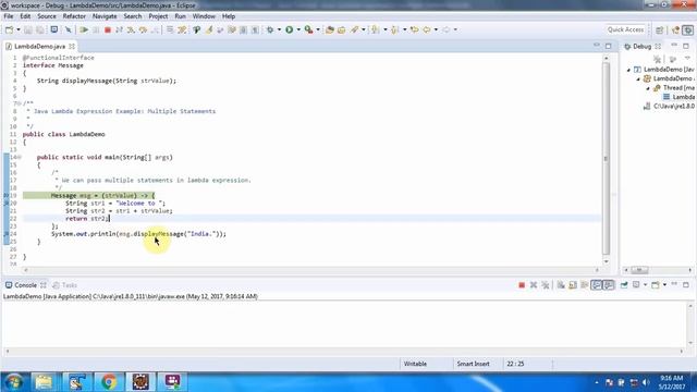 Lambda expression example with multiple statements | Lambda expression in Java