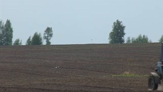Разбрасыватель удобрений РУМ-4 в поле. 2001 год.