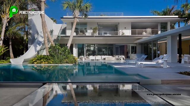 Красивый дом в стиле Хай-Тек с роскошной планировкой. Проект дома с открытыми террасами и бассейно смотреть онлайн