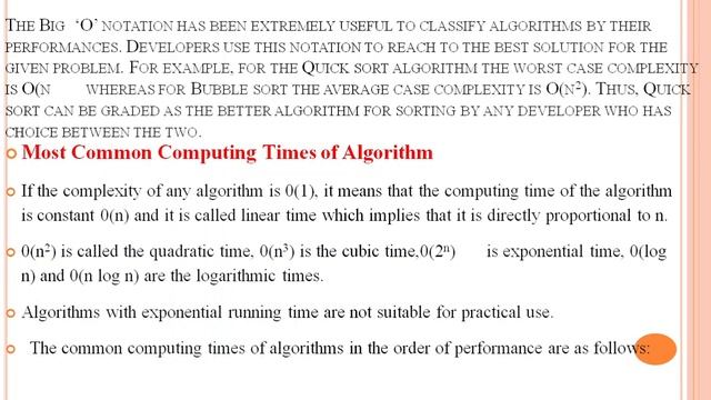 5. BSc 1/2 -  Data Structures using C - Unit 1- Big 'O' Notation, Algorithm Analysis