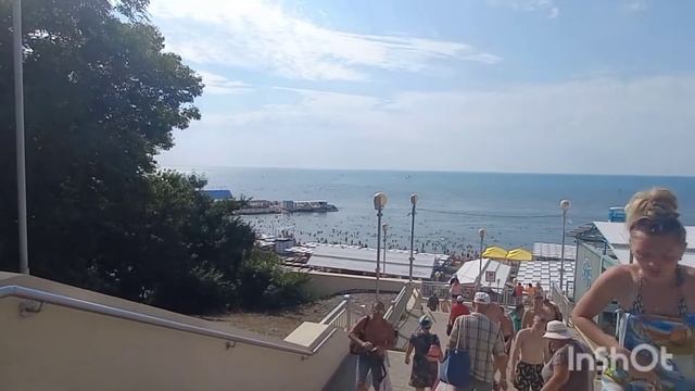 АНАПА. 14 августа 2022 г. +31, вода +26. Санаторий РУСЬ. Пляж " Высокий берег". смотреть онлайн