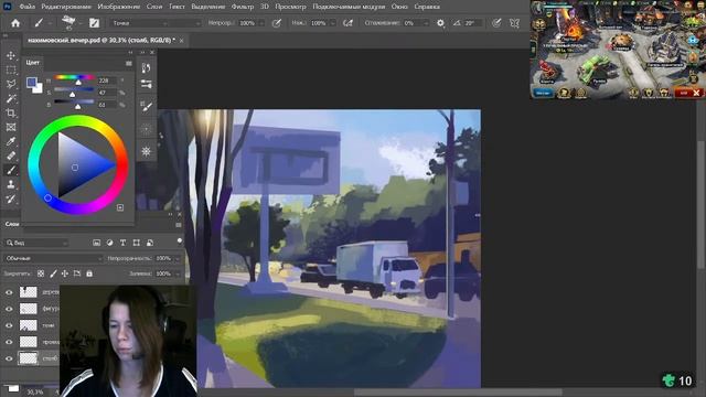 Вечернее рисование с рейдом на фоне