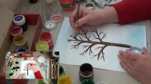 Як намалювати зимове дерево. Урок малювання для дітей. Как нарисовать зимнее дерево. Рисуем дома.