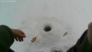 Зимняя рыбалка по стариковски.