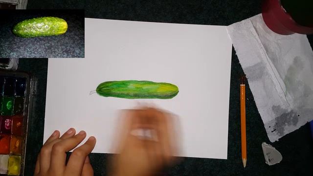 Как нарисовать огурец|Акварель смотреть онлайн