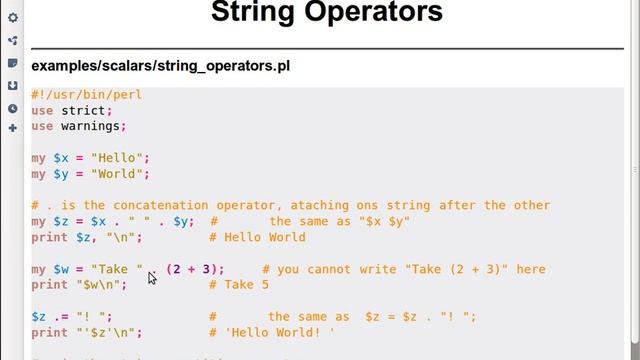 Beginner Perl Maven tutorial: 2.5 - String operators