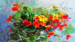 Легкие и воздушные цветочные натюрморты художника Ирины Чипенко.