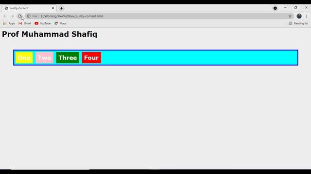 How to use Justify-Content in CSS FlexBox |Justify-content| tutorial in Urdu and HIndi.