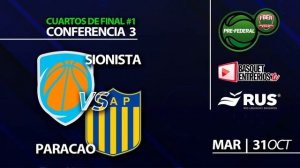 Torneo Pre Federal Masculino 2023 / Conferencia 3 – Cuartos de Final (Juego 1): Sionista - Paracao