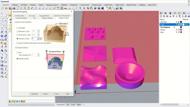 3-Axis RhinoCAM - V.2 Horizontal Roughing Operation