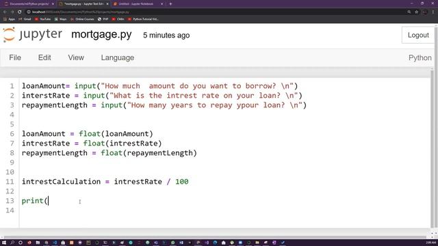 Python Data Science Tutorial Mortgage Calculator - Omni Academy Pakistan