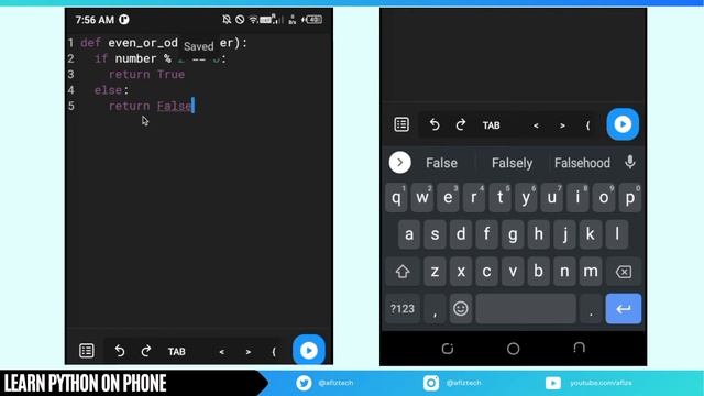 Python on Phone: 32 Even odd program in Python #PythonPrograms