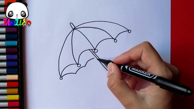 Как нарисовать ЗОНТИК ☂️ Урок рисования для детей от 3 лет / Раскраска / Як намалювати парасолю