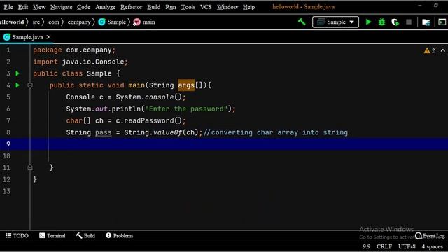 HOW TO TAKE INPUT FROM USER IN JAVA (USING CONSOLE  CLASS)