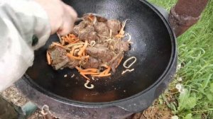 Ребрышки в казане. Блюда в казане. Готовим в казане. Мясо в казане. Как приготовить лосятину
