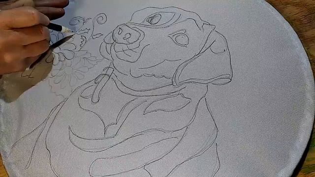 Заготовка рисунка к вышивке - Верный друг - Русую собаку и окрашиваю фон / pattern for embroidery смотреть онлайн