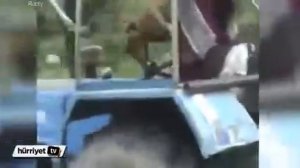 Женщина за рулем трактора чуть не раздавила своих обидчиц