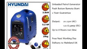 Hyundai Leisure Generators now available from www.a2zcamping.co.uk