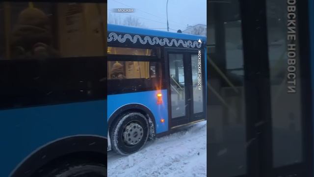 Москвичи вытолкали из снежного заноса целый автобус в Бирюлево Восточном / РЕН Новости