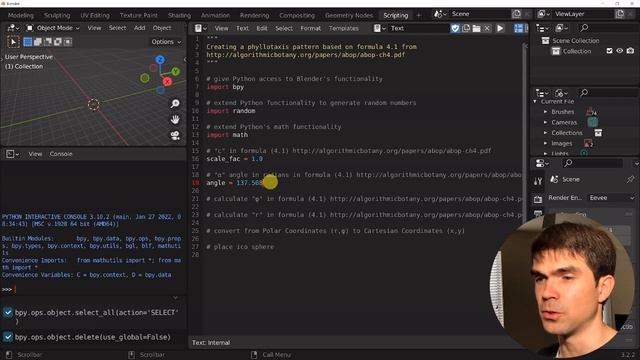 Beginner Blender Python Tutorial: Phyllotaxis