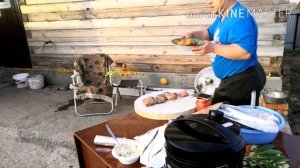 Стейки во фритюре. Говядина свинина, картоха фри