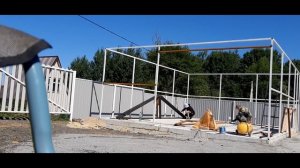 Строим гараж 5,5*7м с навесом своими руками.  Строим крышу.