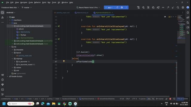 How to Implement Facebook Meta Interstitial Ads in Android Studio Kotlin 2023 | Step-by-Step Guide
