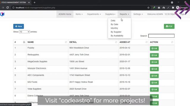 Stock Management System Project in PHP MySQL with Source Code - CodeAstro