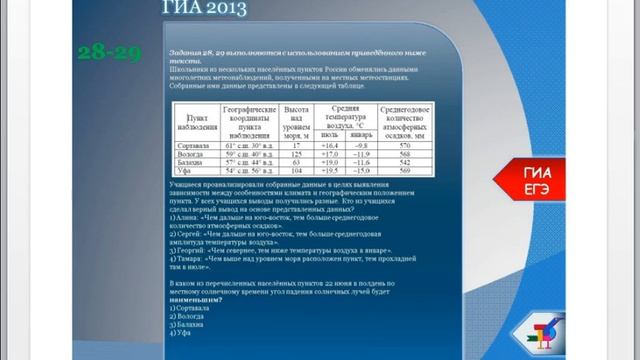 Особенности КИМ по географии ГИА и ЕГЭ в 2013 году смотреть онлайн