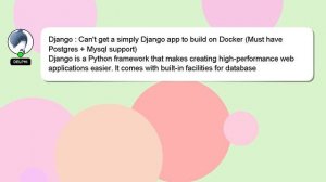 Django : Can't get a simply Django app to build on Docker (Must have Postgres + Mysql support)