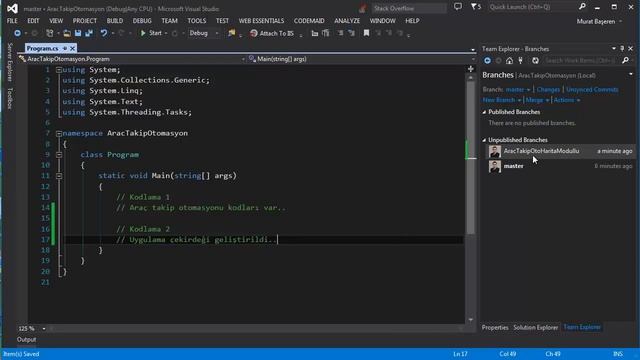GitHub ile Visual Studio & Git Branches смотреть онлайн